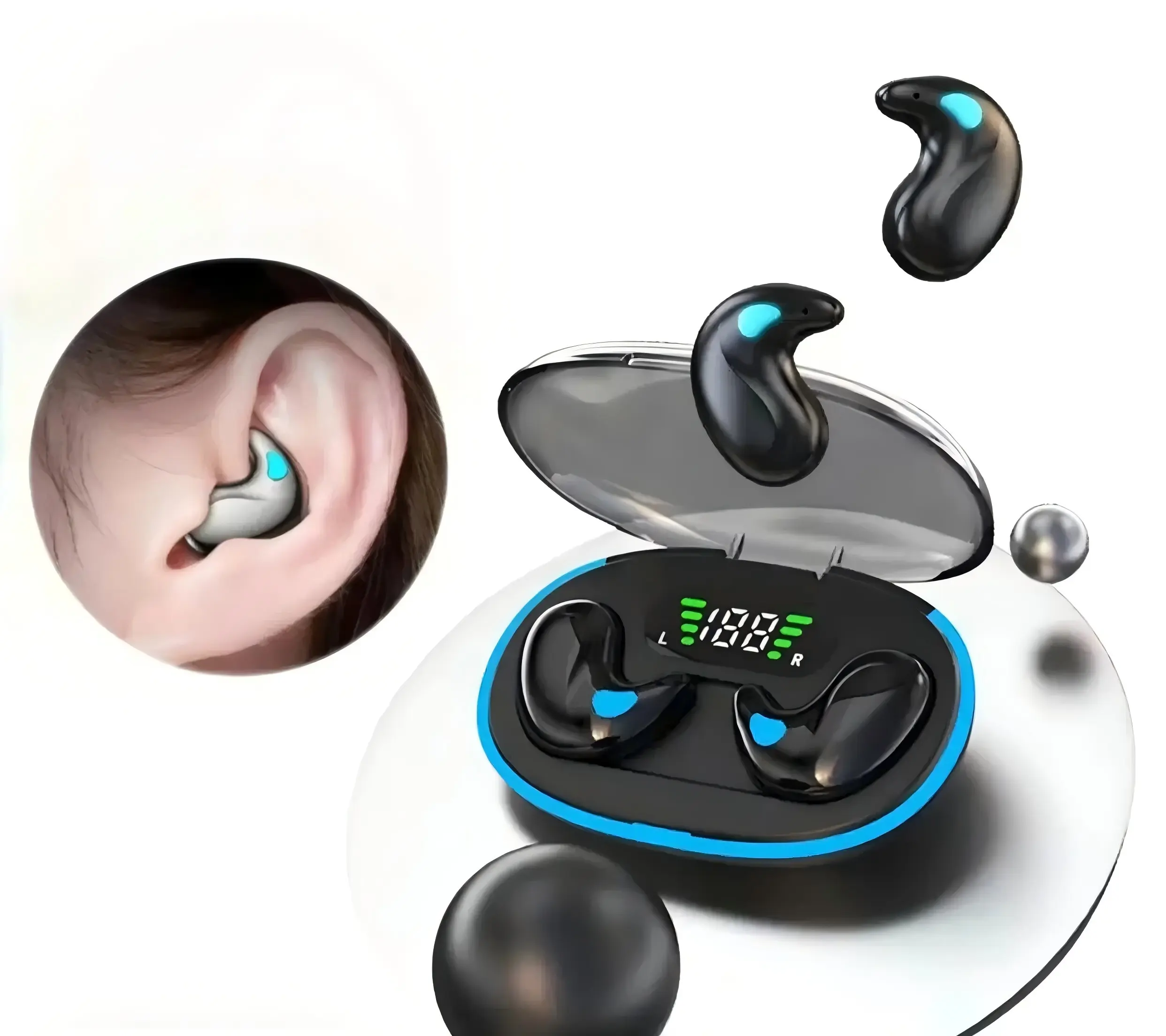 X55 Ultra-Thin In-Ear Sleep Headphones Ear-Hugging Design for Comfortable Listening Compatible with iOS & Android Systems bluetooth-compatible invisible isolating noise auriculares tkok shop cyber monday, Audio, Earbud