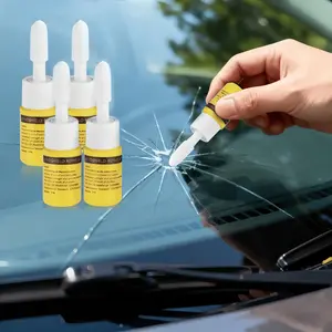 Windshield Repair Kit, Windshield Crack Repair Kit 4 Pcs, Windscreen Repair Kit with Enhanced Injection Head Suction Cup UV Curing Light, Windshield Chip Repair Kit for Bulls-Eye