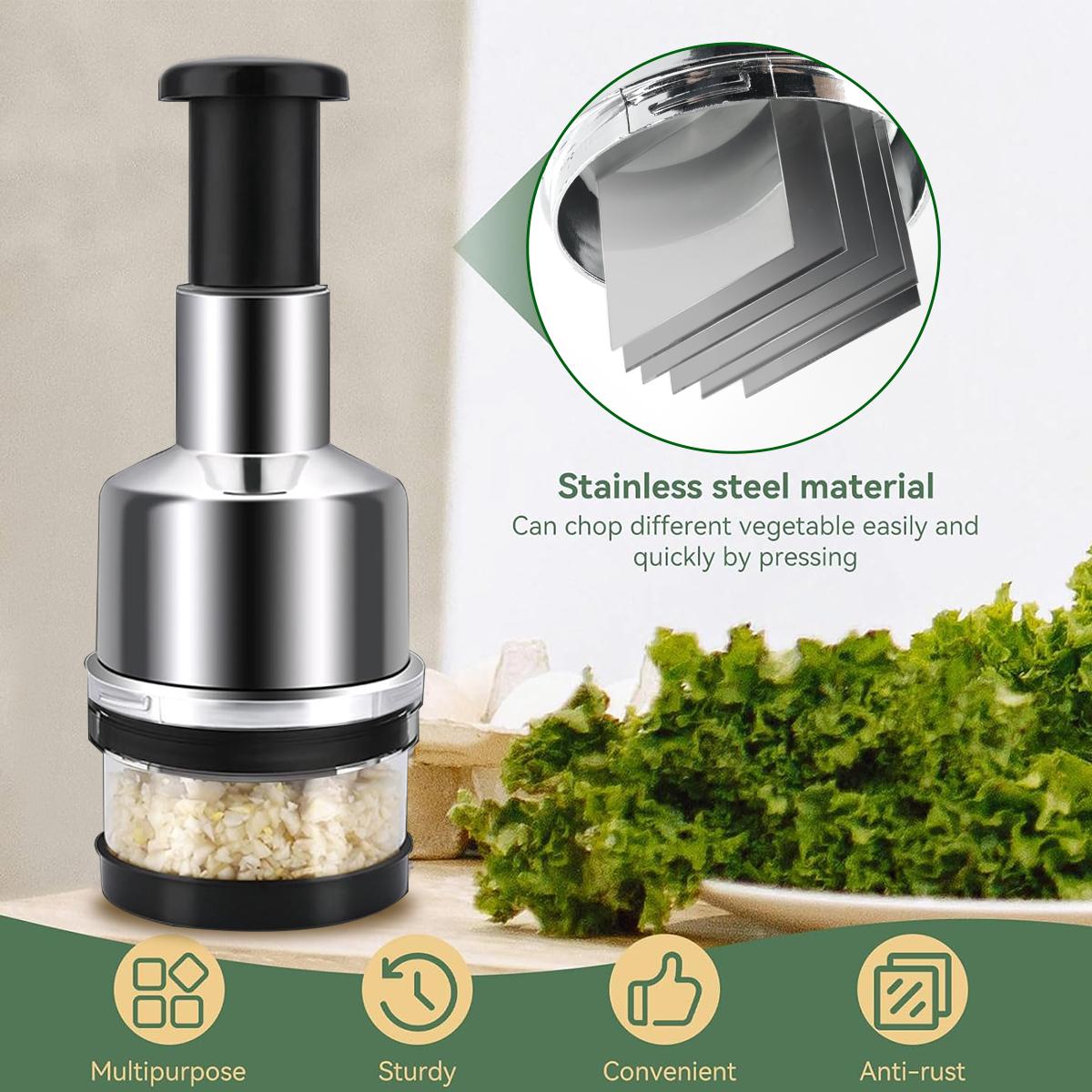 Multifunctional Vegetable Chopper, Safe Hand Pat Cutter for Onion Garlic Veggies, Portable Easy Clean Time-Saving Kitchen Tool