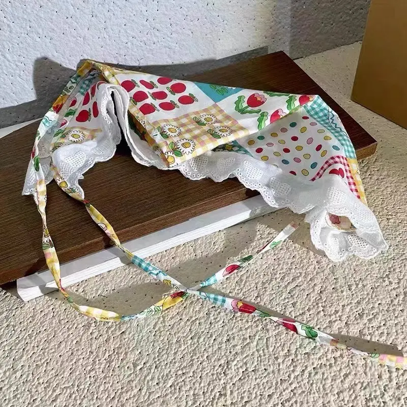 31#Floral Plaid Triangle Scarf (A3123)