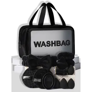 15PCS Makeup Tools Set All-In-One,Perfect Gift For Newbies/Her Including:1pc Cosmetic Bag Waterproof,4PCS Makeup Sponges,4PCS Triangle Powder Puffs,1pc Hairband,2PCS Hand Bowl Strap,1pc Makeup Brush Cleaning Tools,2PCS Facial Cleansing Sponges