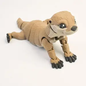 3D Printed Otter, 3D Printed Animals Toy, Full Articulated Flexible Fidget Toys - Brown- Small - 6Inch