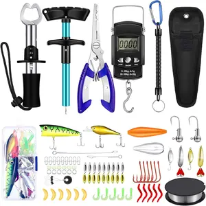 134 Pcs Fishing Tool Kit Fishing Gear and Equipment for Men Adults Family Pliers Kit, Hook Remover Tool, Lip Gripper Set, Lures Baits Tackle Accessories Gifts for Father