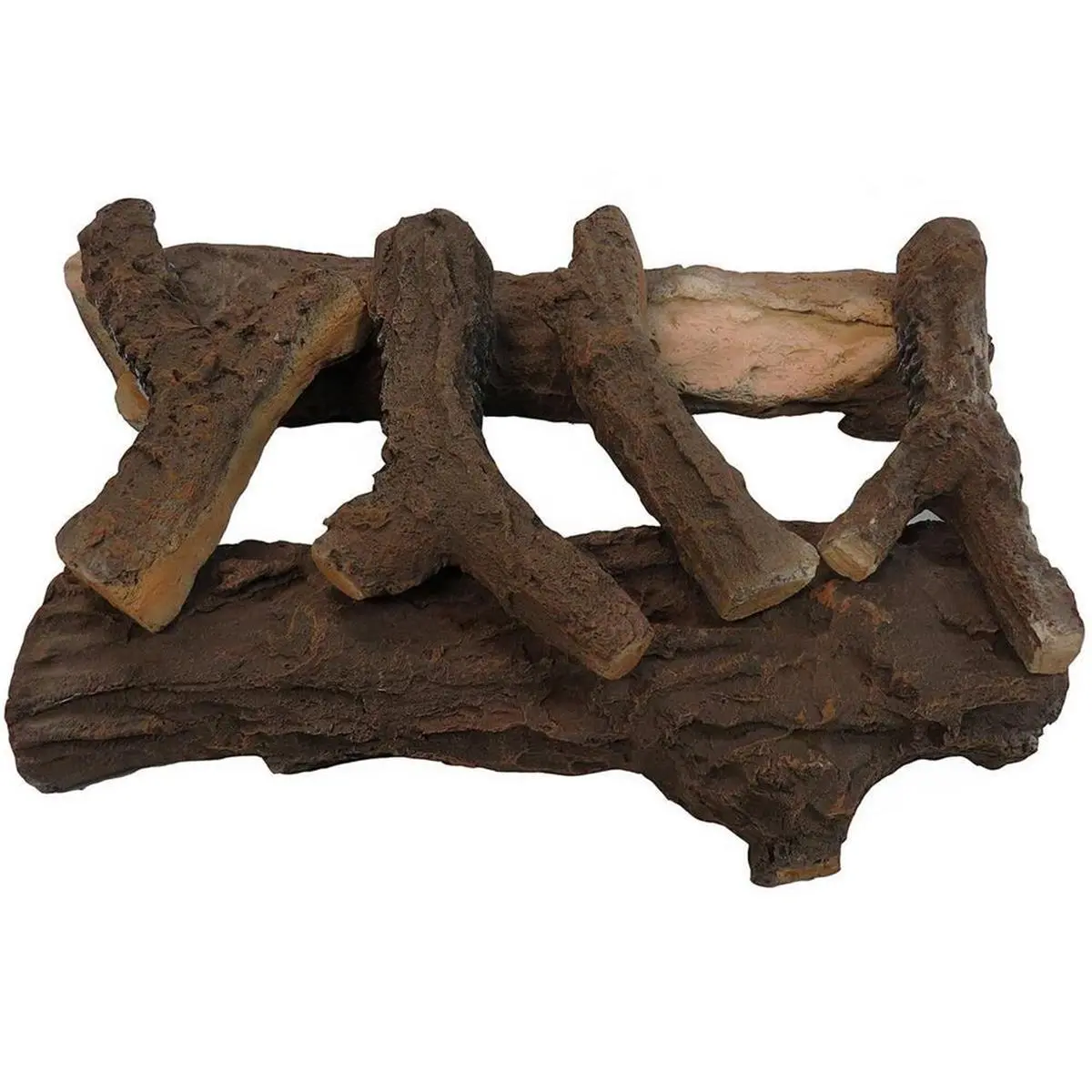 212 MAIN Everwarm EWPO18R 18 in. Refractory Log Set with Tray, 5-Piece Palmetto Oak Decorative Logs
