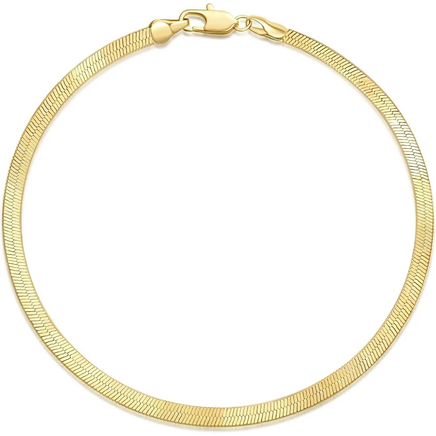 14K Gold Anklets for Women 14K Gold Ankle Bracelets for Women Snake Anklet Bracelets for Womens Glow with Soft Understated Sheen Herringbone Anklet for Womens