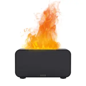 Fireplace flame-shaped air diffuser humidifier, 7-color aromatherapy essential oil diffuser, simulated flame aromatherapy diffuser, suitable for home, bedroom, office, yoga (black).