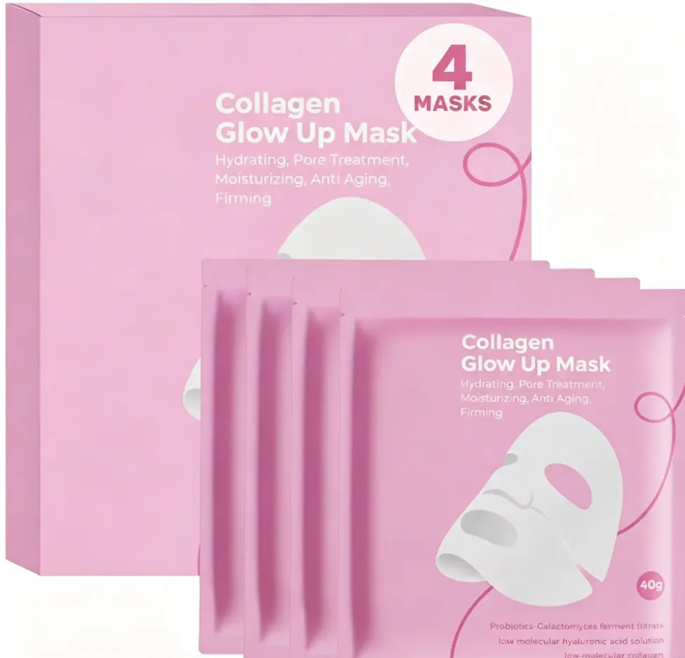 Bio-Collagen Overnight Sheet Mask, Korean Hydrating Facial Mask Infused with Niacinamide & Low Molecular Collagen, Lightweight Gentle Skincare for All Skin Types, Skin Repair