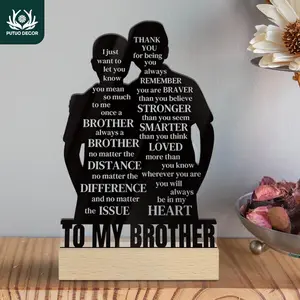 To My Brother Letter with Wooden Base, Desktop Decoration for Home Farmhouse Living Room, Gift for Brother, Decorative Plaque