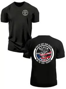 Klein Tools Electrician Theme Short Sleeve T-Shirt, Oversized Drop Shoulder, American Flag Lineman Print, Casual Loose Fit Top