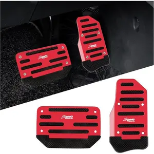 2PCS Car Pedal Covers Premium Aluminum Alloy Non-Slip Gas & Brake Pedals Covers for Safe Driving Universal Fit for Cars Trucks SUVs Vans with Automatic Transmissions Red.