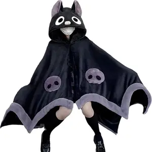 Cute Christmas Wearable Blanket Hoodie, Unisex Adult Size, Demon Bat Hooded Blanket, Super Soft Chenille Hoodie, Women's Cape Cloak, Perfect Christmas Gift, Cozy Hooded Blanket