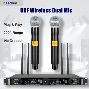 Kaschun 39D Professional Wireless Audio Microphone System - Dual Mic Set with 2 Handheld Mics for Karaoke, Home Use,summervibes,microphone for content