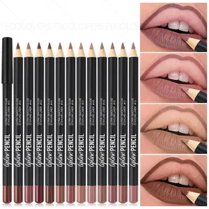 12pcs/set Smooth Matte Lip Liner Pencils, Three-dimensional Lip Shape, Nude Makeup, Superimposed and Mixable, Multi-color Selection, Perfect Halloween Christmas Gift Collection