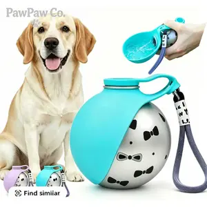 Portable Spherical Pet Water Bottle 304 Stainless SteelFood-Grade Silicone -285ml Leak-Proof  for Dogs&Cats Travel,Hiking,and Outdoor Use