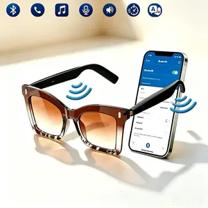 AI Bluetooth smart glasses, supporting 137 language APP translation, music glasses, in ear automatic detection switch, leopard print sunglasses, sweat proof, sun protection, sunglasses, suitable for travel, navigation, meetings, business and other scenari