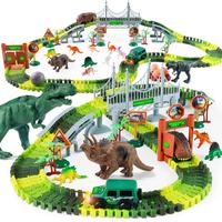 215PCS Dinosaur Car Track Set Glow-In-The-Dark