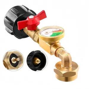 Upgraded Propane Refill Adapter 20lb to 1lb Converter, Design with Valve and Gauge, QCC1 Propane Refill Adapter 90-Degree Elbow, Hardware Accessories