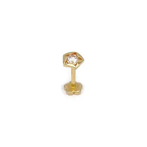 14k CZ Cute Star Internal Threaded Stud