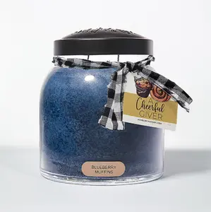 Decorative 34oz Scented Jar Candle with Double Wicks and Embossed Lid