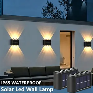 Solar Outdoor Wall Light 4PCS 6 LED Waterproof Garden Light Courtyard Balustrade Decorative Atmosphere Lamp Down Luminous Solar Lamp,summervibes