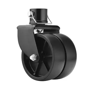 Dual 6'' Black Trailer Jack Swivel Caster Wheel Replacement, Heavy Duty 2000lbs Capacity with Pin for Soft Ground Roll, Fits Any Boat Hitch Camper RV- Black