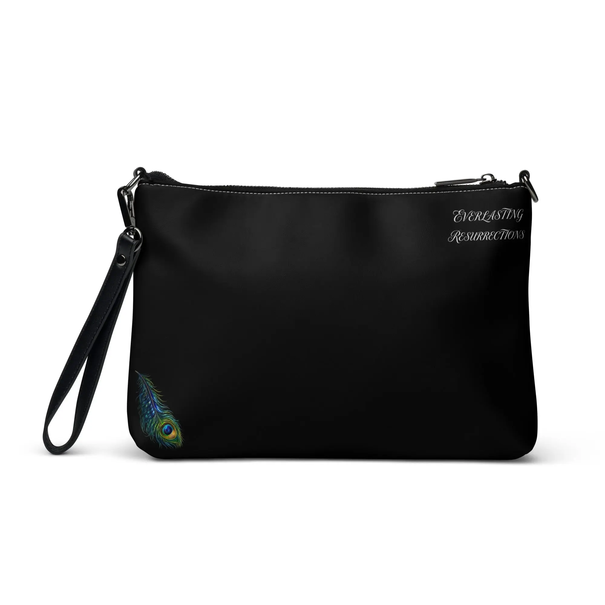 Peacock feather design women’s reversible cross body purse