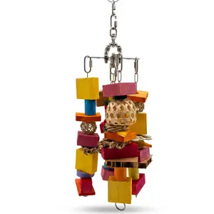 XCalibird - Medium Toy for Conures Senegals Quakers Caiques Pionus Amazons African Greys Eclectus with Stainless Steel Base Swivel Mount & Four Reloadable Cables for Fun Enrichment