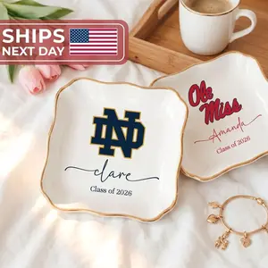 Personalised University College Graduation Gift Ring Dish, Trinket Keepsake, Decor High School, Custom Acceptance Gift, Class of 2026 Gifts