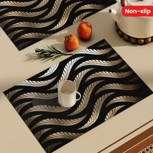[Home Decoration Mat] Non-Slip Heat-Resistant PVC Mat | 4pcs Woven Table Cloth & Desktop Protector | European Western Style Kitchen Placemat