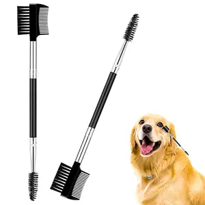 2 Pcs Double-Sided Grooming Comb - Tear Stain Remover and Eye Cleaning Brush for Dogs and Cats Self-Cleaning Pet pet hair Cute Penguin Reusable Washable