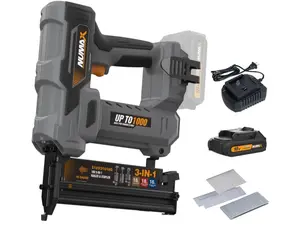 NuMax S18V31618G 18V Cordless 3-in-1 Nail Gun Kit – 16 & 18 Gauge Finish Nailer, Brad Nailer & Crown Stapler with Battery, Charger & Fasteners