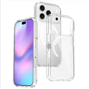 Magnetic Phone Cases for iphone 17 Pro Max 16 15 14 13 12 11 Pro Transparent Magnetic Acrylic Compatible with Mag, Offering Shockproof Protection, Classic Hybrid Design [Compatible with Magsafe]  [Military Grade Drop Protection] case for iphone 17 Pro Max