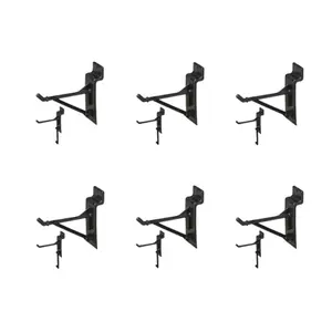 212 MAIN 3 in. Black Plastic Slatwall Hooks with Removable Gusset, 6-Piece Tool Organizer Set for Tool Storage & Easy Wall Organization (Jifram Extrusions Design), Six Pieces