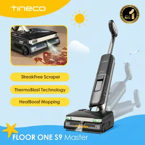TINECO Floor One S9 Master Rechargeable Cordless Compact Slim Wet Dry Vacuum Cleaner, 3.9 in Ultra-Slim Stretch Mop, ThermoBlast Tech, Hot Water Clean, 23kPa Powerful Suction, 65 Min Runtime, 185°F Flashdry, Self-Clean Function summerwins