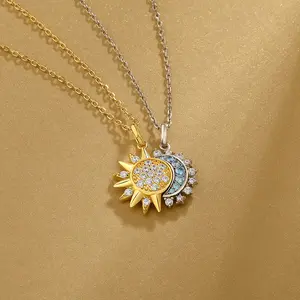 Jeulia Celestial Sun Friendship Necklace Sterling Silver Magnetic Couple Gift