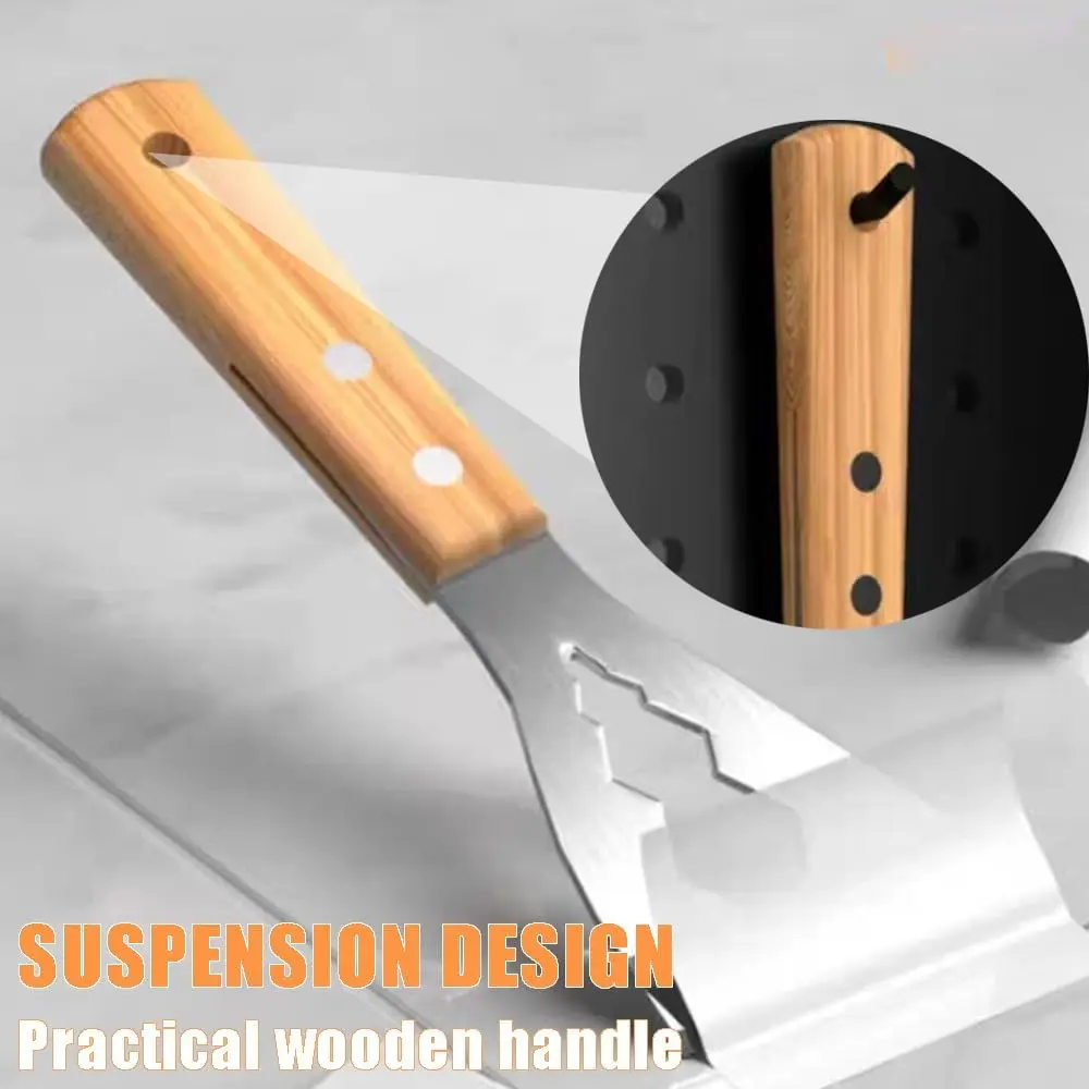 Paint Scraper Tool,Stainless Steel Stiff Putty Scraper with Wood Handle,Metal Spackle Scraper for Removing Drywall Paint Caulk Wood Wallpaper, Pieces