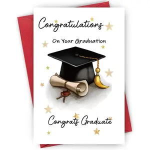 Graduation Celebration Card with Envelope, Creative Graduation Greeting Card, Congratulations Card for Friends & Relatives