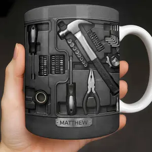 Master at Work Tool Kit Mug Personalized Custom Coffee Mug Mechanic Gift Handyman Gift Technician Gift Construction Worker Gift for Him Her DIY Lover Coffee Cup Unique Workshop Gift Idea Custom Name Mug