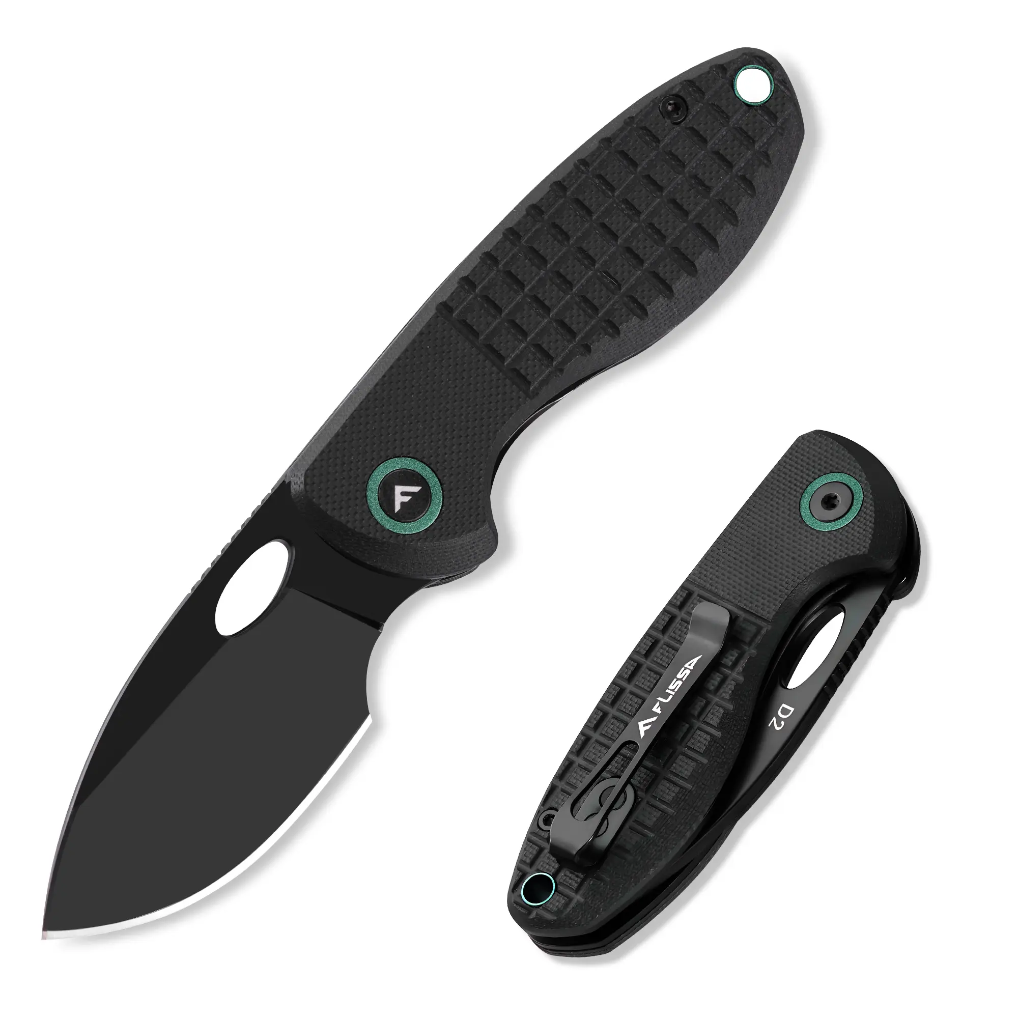 #fathersdaygift FLISSA Small Folding Pocket Knife, 2.4" D2 Steel Blade EDC Knife with Pocket Clip and G10 Handle, Liner Lock Knives for Men & Women, Sharp Knives for Camping, Hiking, Hunting, Everyday Use