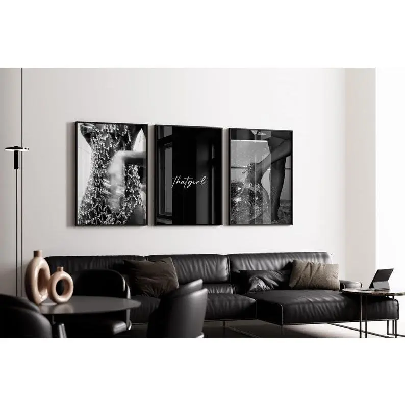 Black & White Luxury Fashion Poster Set of 3 | Luxury Fashion Prints ,Product without frame