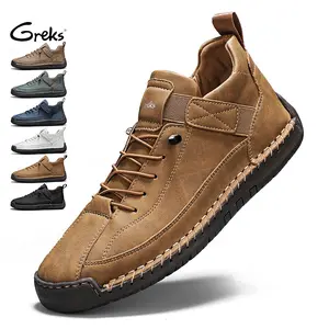 GREKS Men's Fall Ankle Boots Lace-Up Comfortable Rubber Sole for Work Casual Travel Walking Classic Shoes Brown Boots