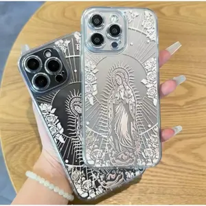 For Galaxy/iPhone series Virgin Mary Pattern phone case,clear soft TPU shockproof cover phone accessories 995