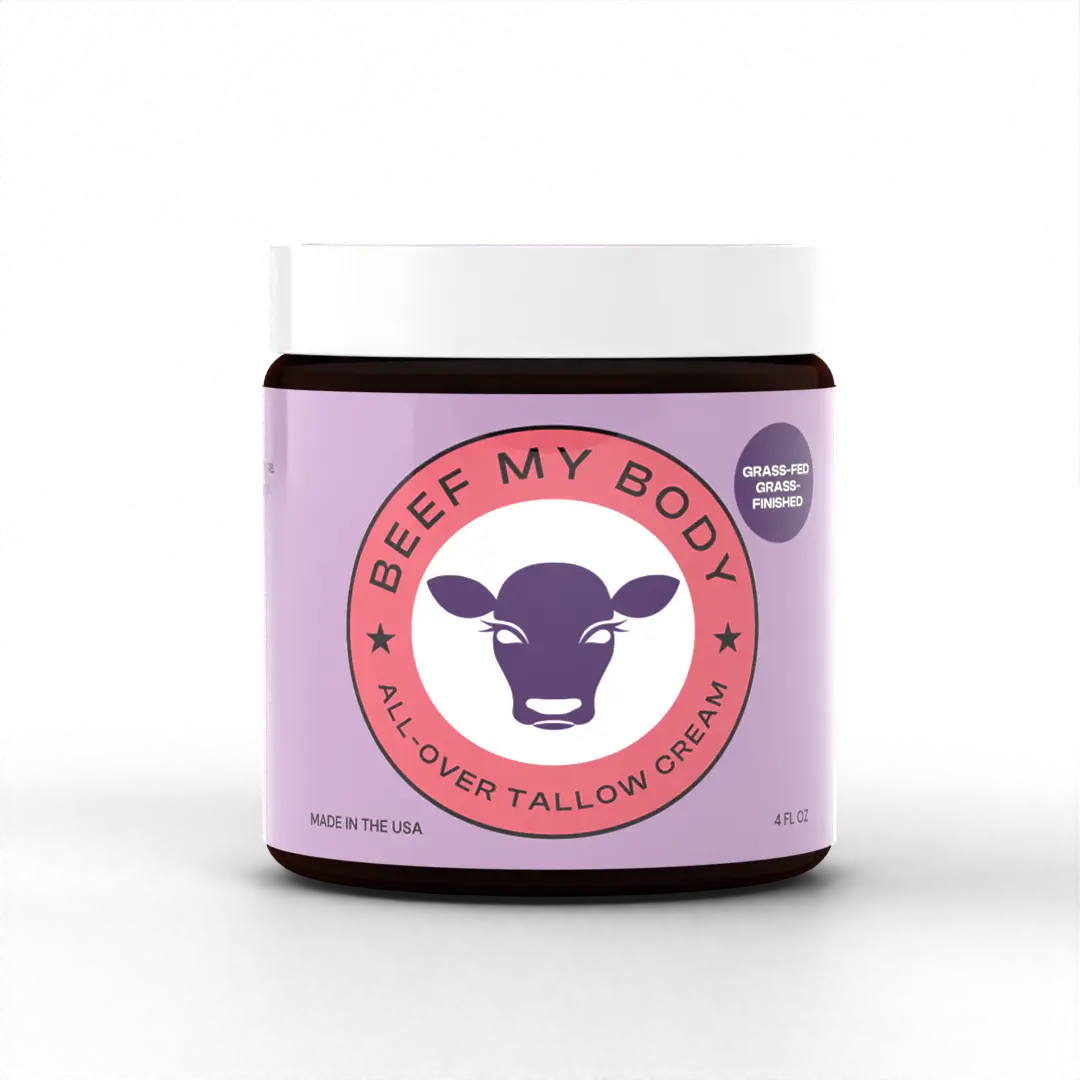 Beef My Body All-Over Tallow Cream - 4oz Moisturizer with Vitamins for Sensitive Skin Repair & Hydration - Made in USA - Hydrating Moisture