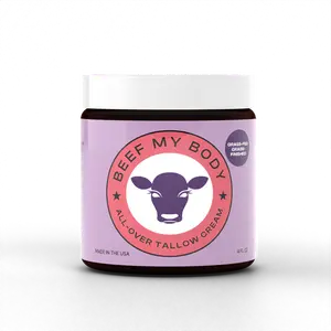 Beef My Body All-Over Tallow Cream - 4oz Moisturizer with Vitamins for Sensitive Skin Repair & Hydration - Made in USA - Hydrating Moisture