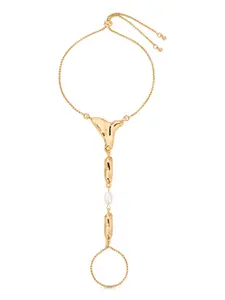 Liquid Metal Hand Chain with Decorative Elements and Beads