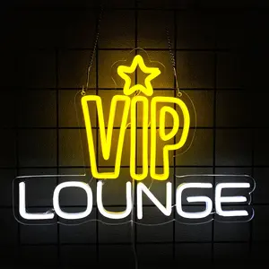 VIP Lounge Neon Signs for Wall Decor VIP Lights for Night Club Bar Nail Salon Massage Office Hotel Pub Cafe Man Cave Bedroom, Neon Lamps, LED Mood Light