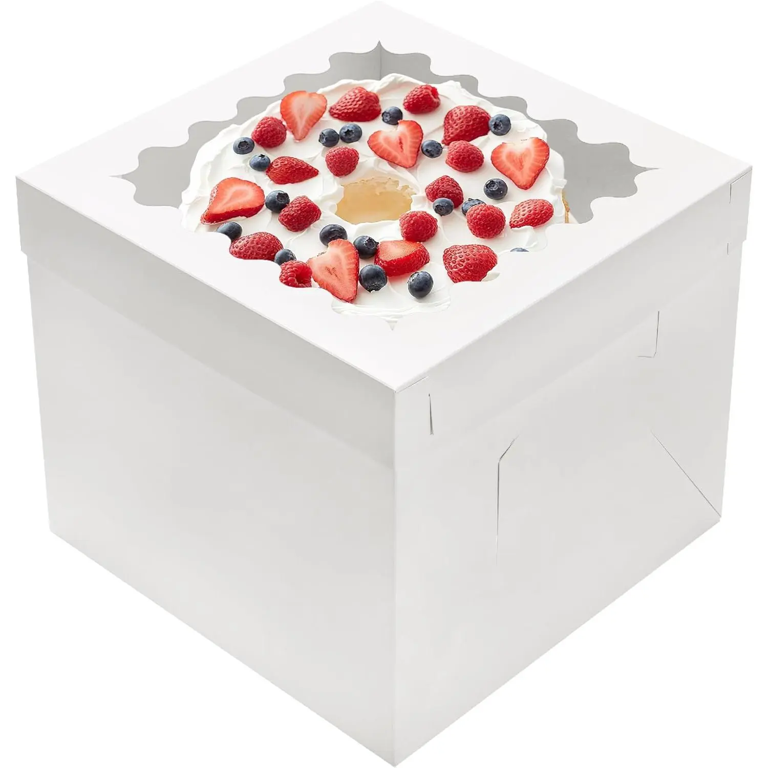 10 count Tall Cake Boxes,10x10x10 White Bakery Boxes with Window Cake Containers 10 Inch Large Cake box,10x10 Square Cardboard Cake Box,Cake Decorating Supplies for  Giving