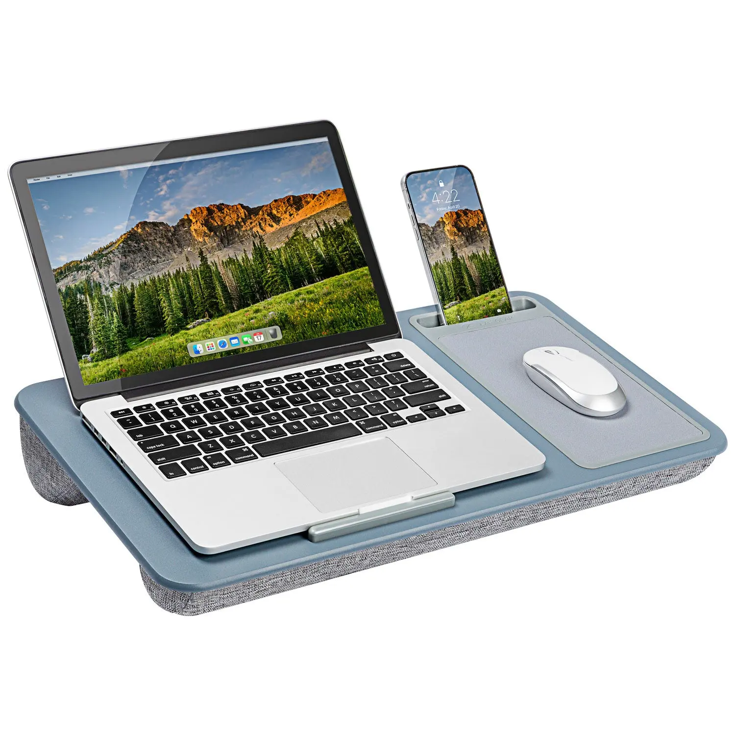 LapGear Home Office Lap Desk - Desk for Room, 21.1"x12" Pre-Assembled Office Furniture with Built-In Mousepad, Laptop Stand, Heat Reduction Feature, Rectangular, Single User