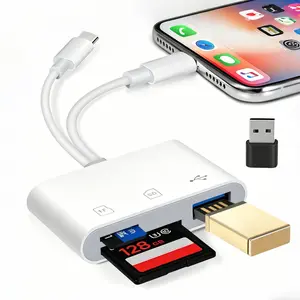 6-in-1 SD Card Reader for iPhone/iPad/Android - Lightning & Type-C & USB , USB Plug and Play Adapter for Camera, Dashcam, Photo Transfer-No App Needed