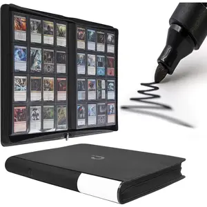 Card Binder 16 Pocket - Fits 1024 Cards,4X4 Ringless Card Album with Sleeves for Trading Cards & Sports Cards(Model A,Classic Black)